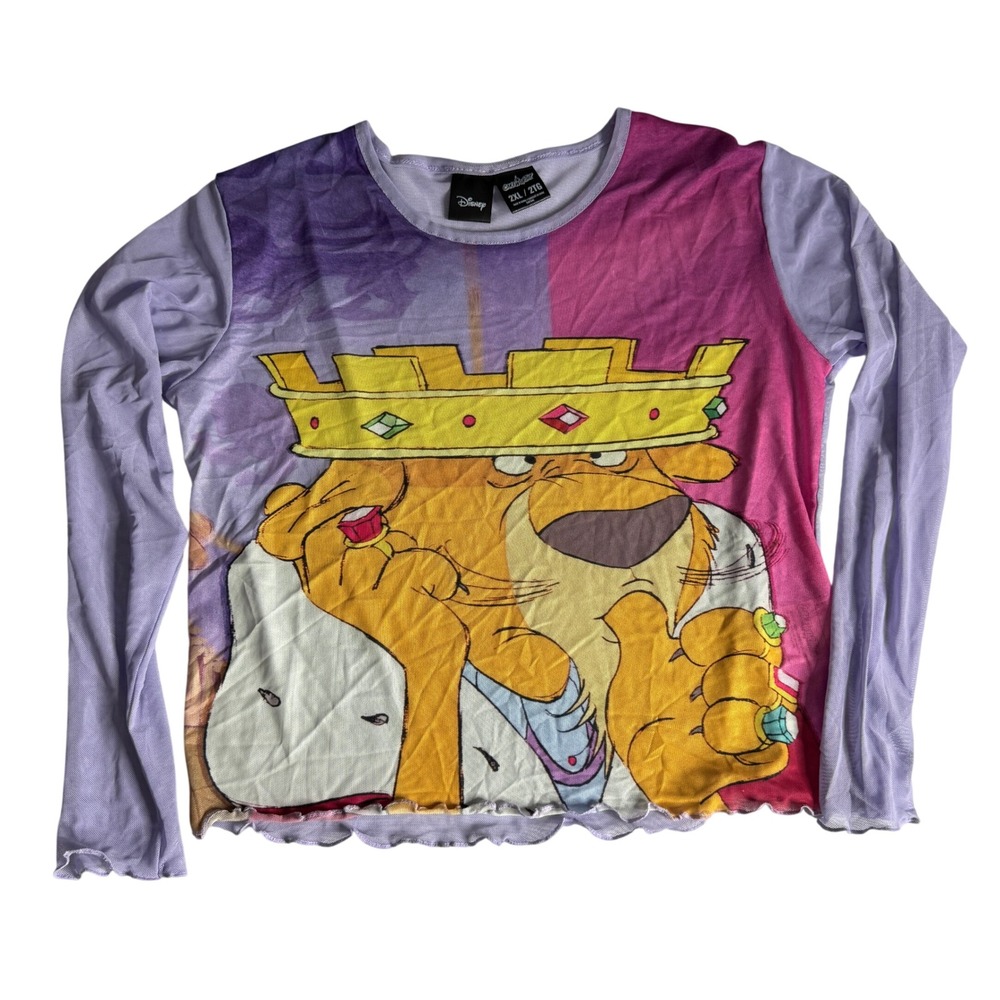 Cakeworthy Disney Robin Hood Prince John Mesh Long Sleeve Top Purple Womens 2XL